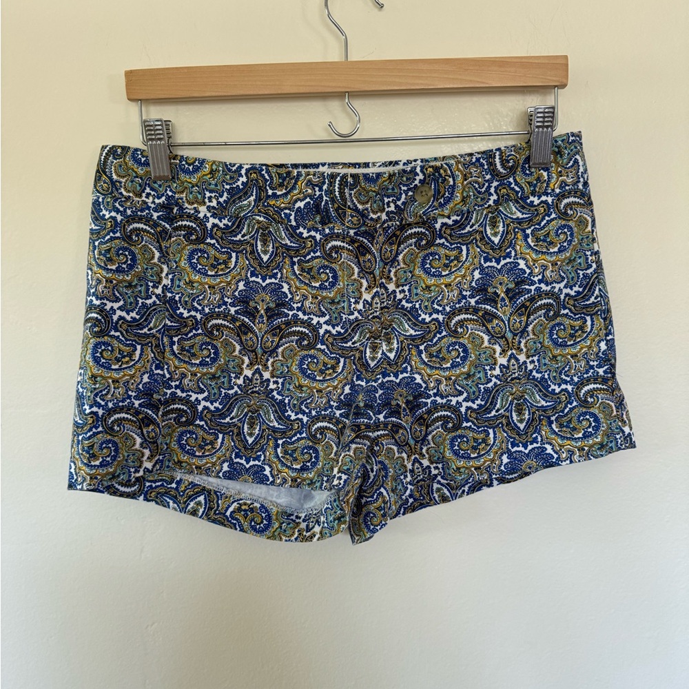J. Crew High Waist Blue and Green Shorts
